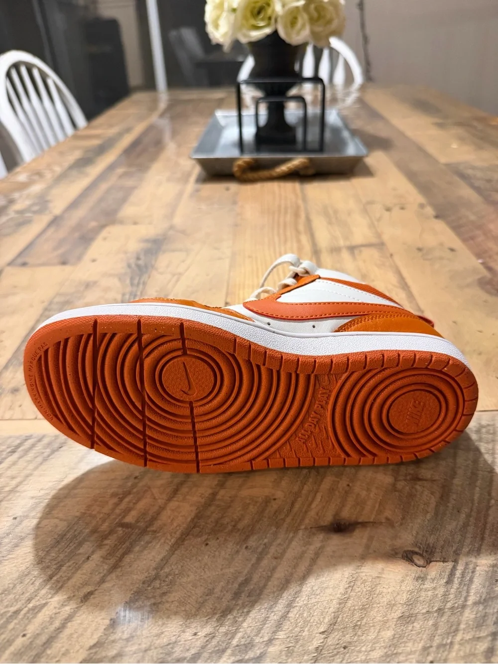 Nike Court Borough Mid 2 High Top Sneakers | White / Starfish Orange | Size 3.5Y